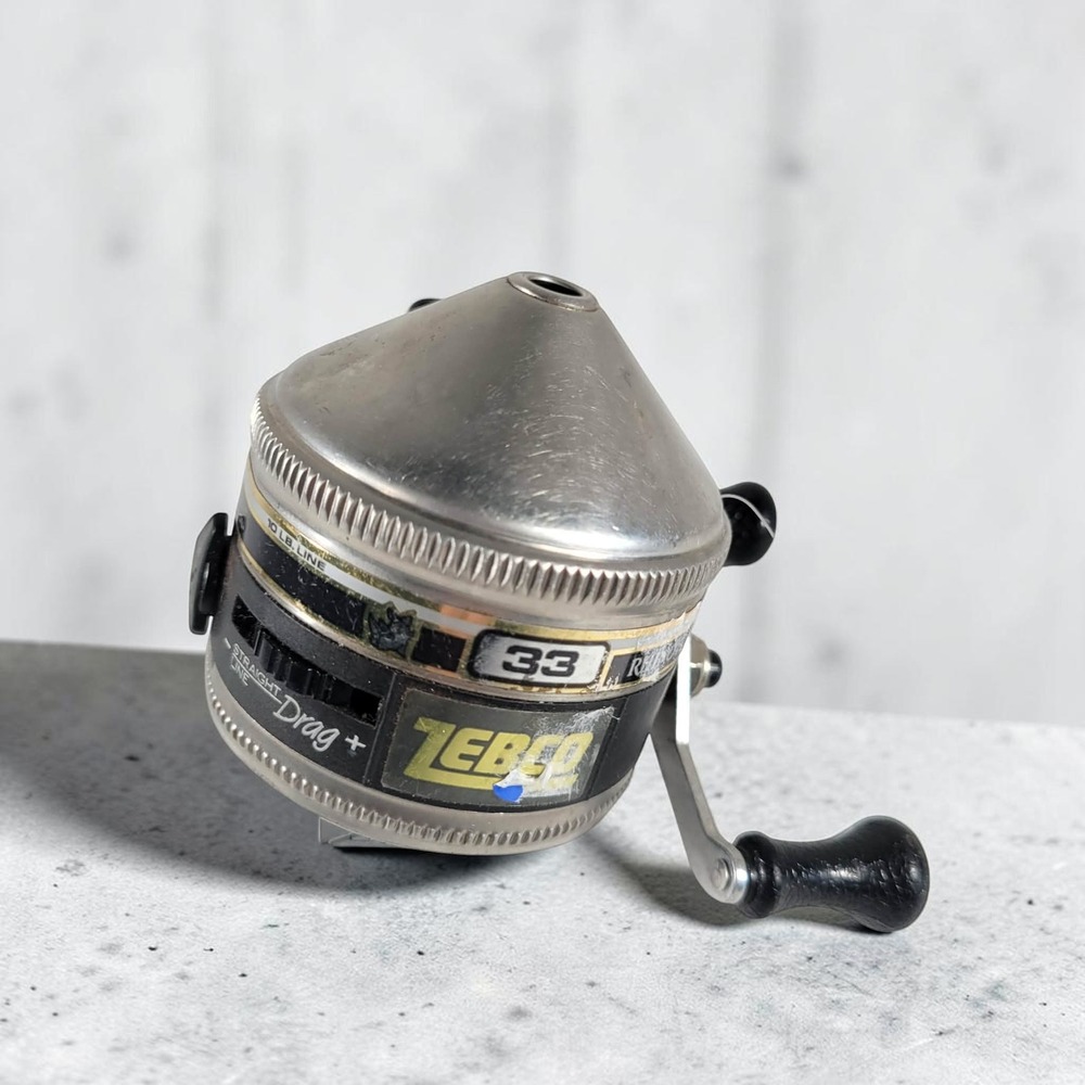 Zebco 33 Rhino Spincast Fishing Reel TESTED Stainless Steel 10lb Line USA c1989‎